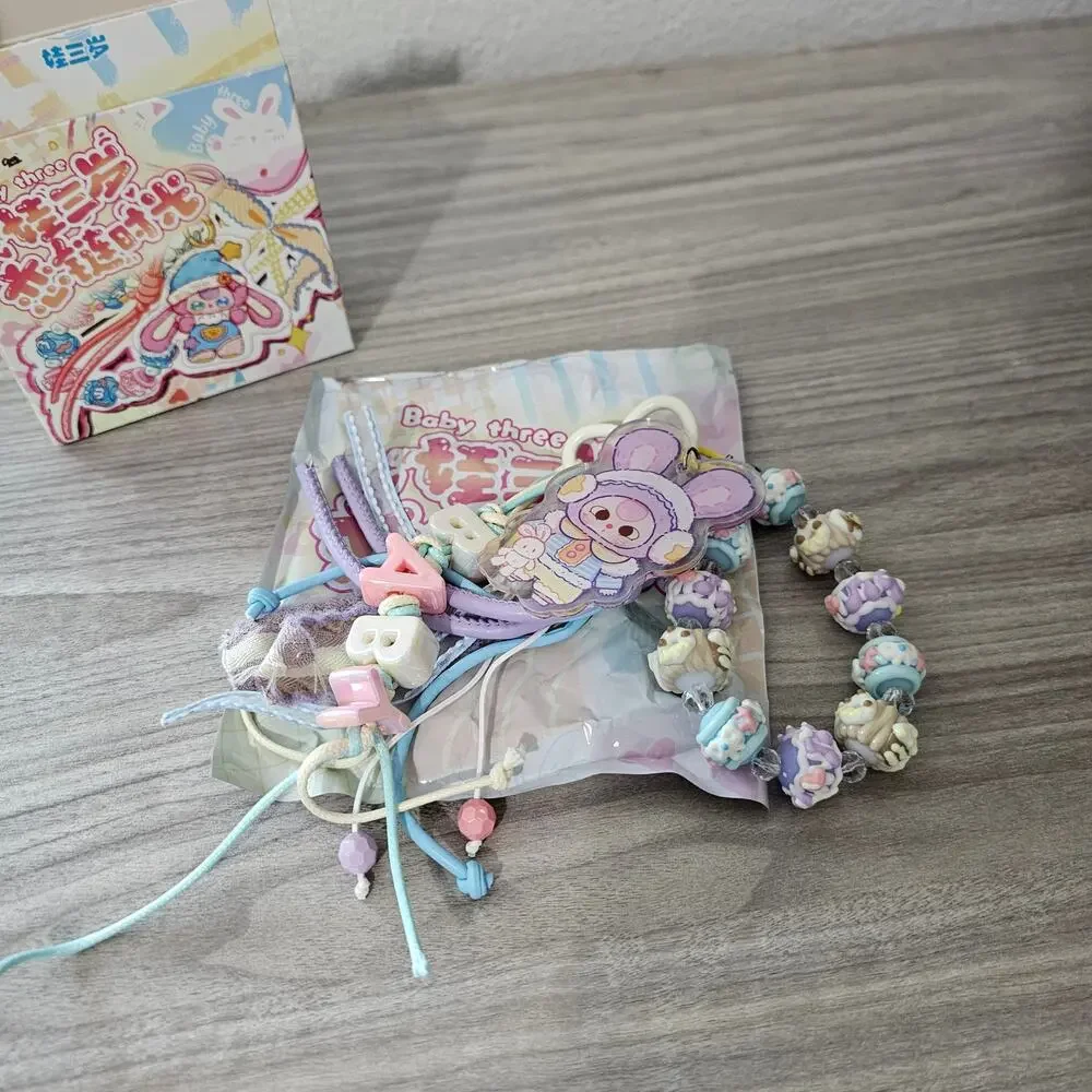 Baby Three Love Chain Time Key Chain Charms Accessories Pastel Blue Purple BABY